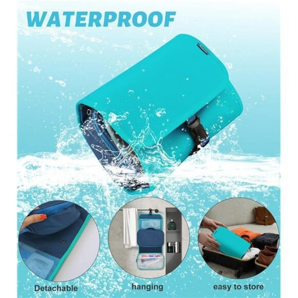 Large hanging travel toiletry bag foldable waterproof organizer makeup storage c - Picture 6 of 8